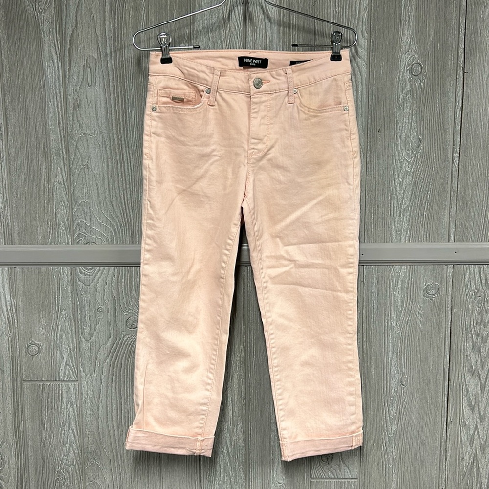 Nine West Rose Pink Stretch Capri Jeans Size 4 NWOT
